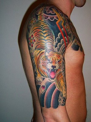 Japanese tattoo art3 color tiger Japan's large color tattoo